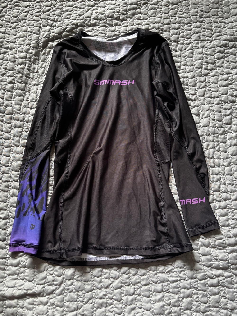 SMASH Black Long Sleeve Athletic Shirt with Purple Accents